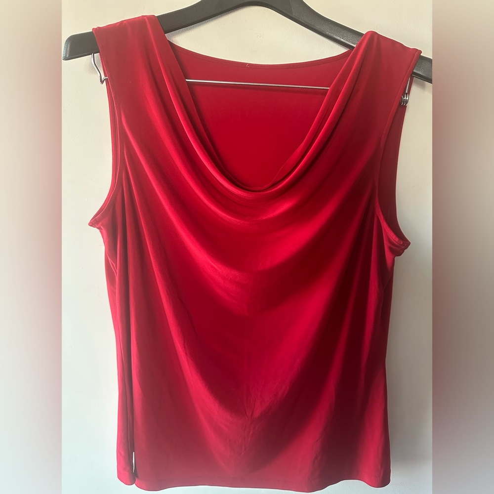 Vibrant Red Front Draped Top Size: See Measurements
